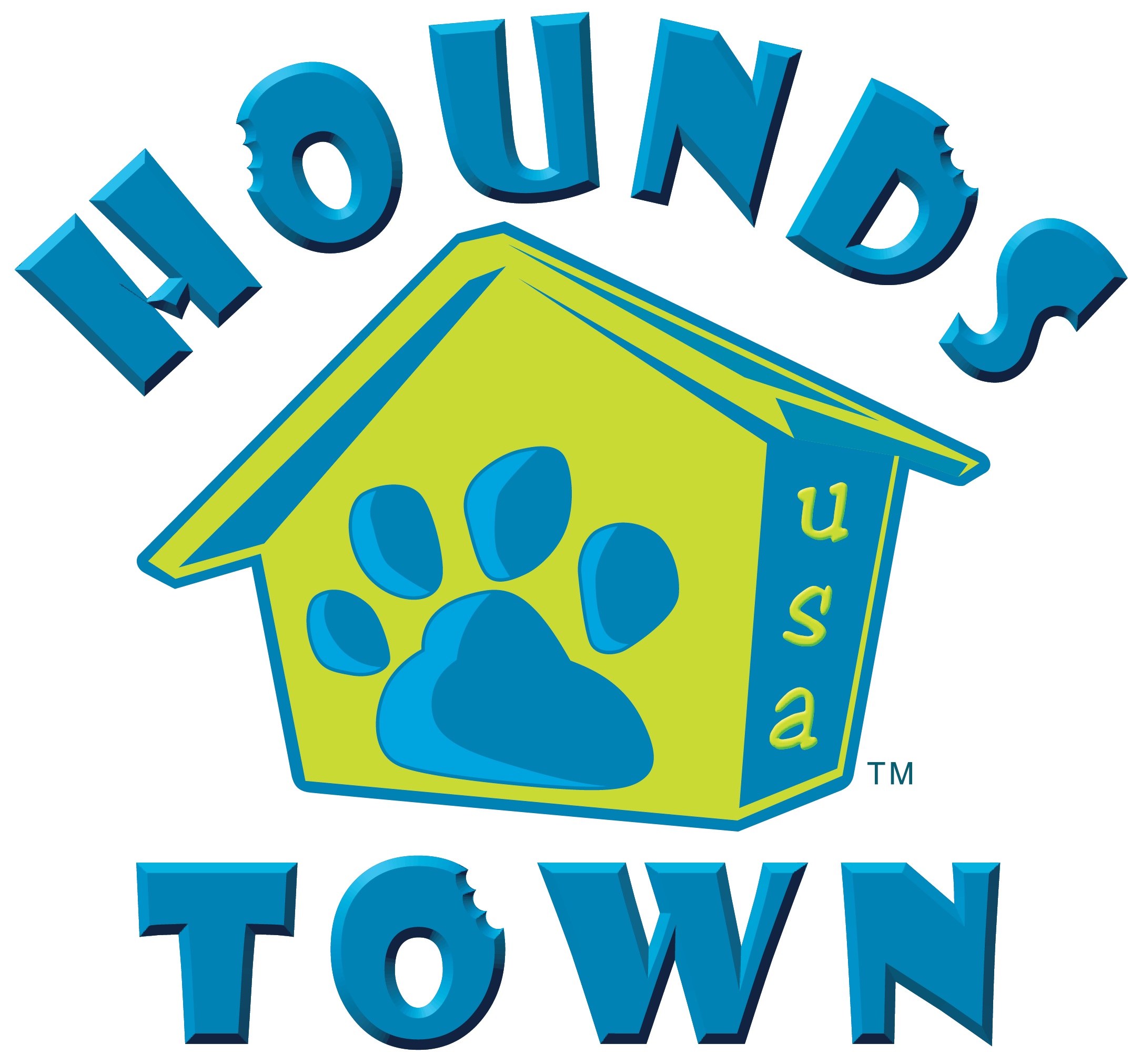 hounds town doghouse logo and word art graphic